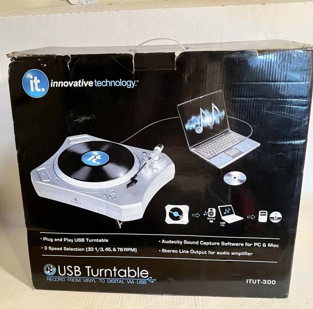 Innovative Technology ITUT-300 USB Turntable Record Player Open Box